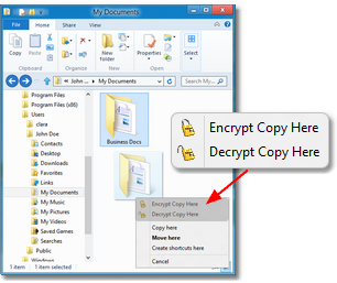 Menu that appears when you drag a file or folder with the right mouse button