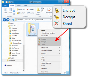 Menu that appears when you right-click a file or folder